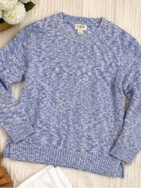✨ J.Crew Heathered Blue Sweater Size Large Soft Knit Pullover 0067